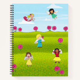 Cuaderno Portátil de espiral de jardín de ángeles Rosas