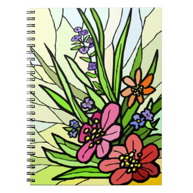 Cuaderno Portátil de espiral de jardín de flores de cristal (Frente)