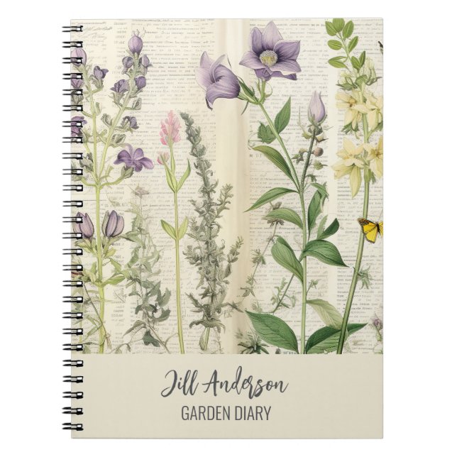 Cuaderno Portátil de espiral de jardín personalizado rustic (Frente)