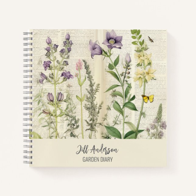 Cuaderno Portátil de espiral de jardín personalizado rustic (Anverso)