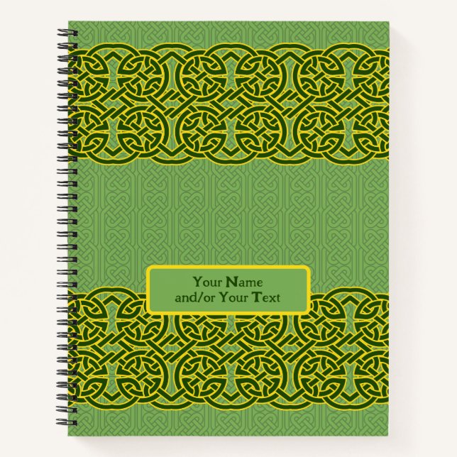 Cuaderno Portátil de espiral de Knotwork celta verde person (Anverso)