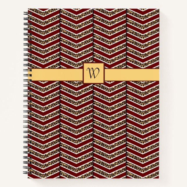 Cuaderno Portátil de espiral de leopardo de impresión de ch (Anverso)