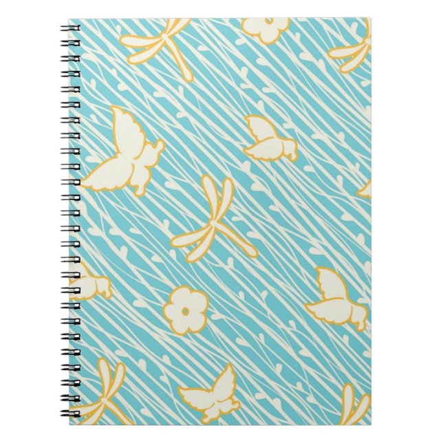 Cuaderno Portátil de espiral de libélula mariposa (Frente)