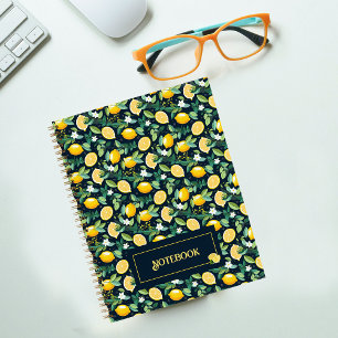 Cuaderno Portátil de espiral de limón de cítricos de patrón