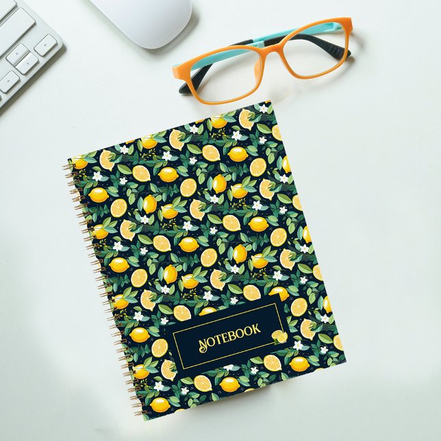 Cuaderno Portátil de espiral de limón de cítricos de patrón (Subido por el creador)