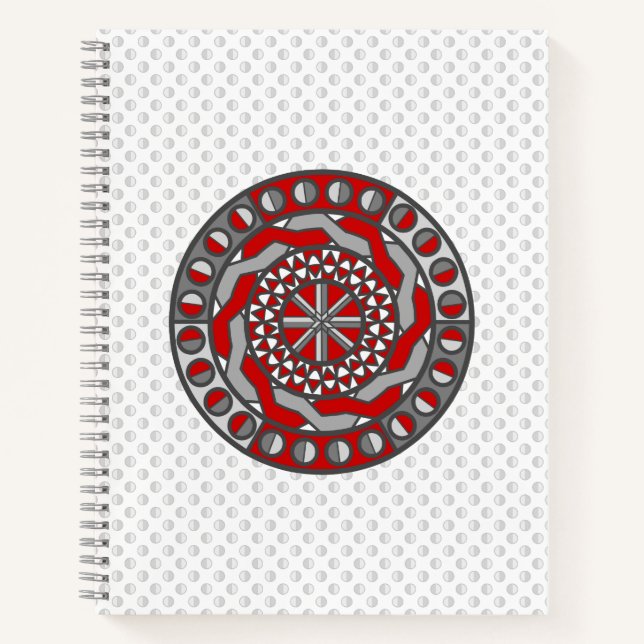 Cuaderno Portátil de espiral de maquinaria roja (Anverso)