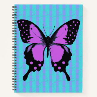 Cuaderno Portátil de espiral de mariposa magenta grunge