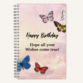 Cuaderno Portátil de espiral de mariposa rosada con sueño L