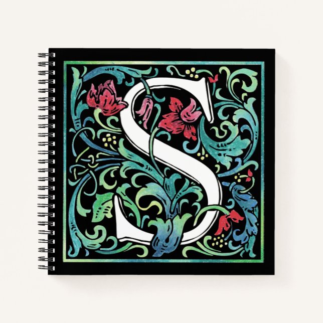 Cuaderno Portátil de espiral de monograma S colorido (Anverso)