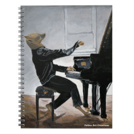Cuaderno Portátil de espiral de música de piano de hiena