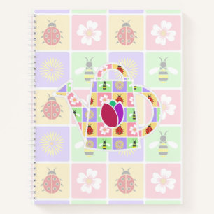 Cuaderno Portátil de espiral de parches de primavera
