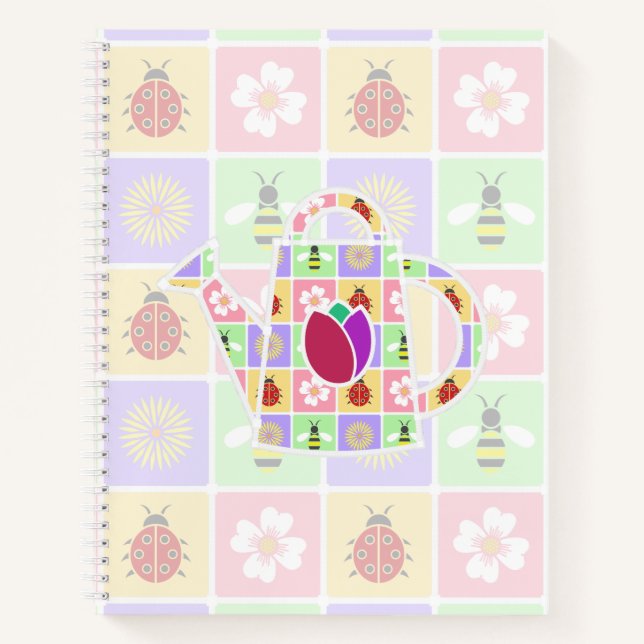 Cuaderno Portátil de espiral de parches de primavera (Anverso)