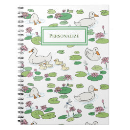 Cuaderno Portátil de espiral de pato y lirio