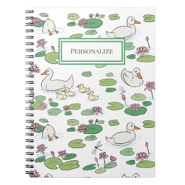 Cuaderno Portátil de espiral de pato y lirio (Frente)