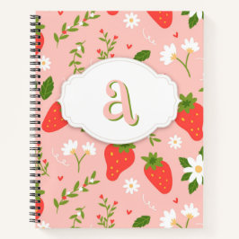 Cuaderno Portátil de espiral de patrón de fresa suave