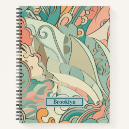 Cuaderno Portátil de espiral de patrón paisley de resumen P