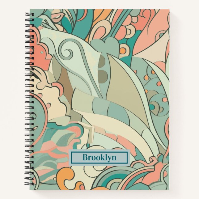 Cuaderno Portátil de espiral de patrón paisley de resumen P (Anverso)