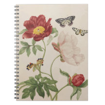 Portátil de espiral de peones y mariposas anticuad