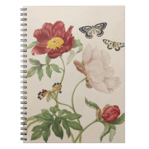 Cuaderno Portátil de espiral de peones y mariposas anticuad