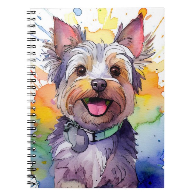 Cuaderno Portátil de espiral de perro de Yorkshire Terrier  (Frente)