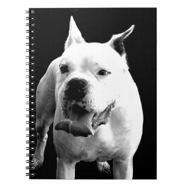 Cuaderno Portátil de espiral de perro del Boxeador Blanco (Frente)