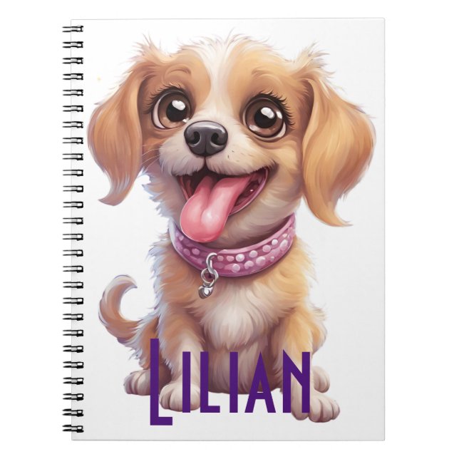 Cuaderno Portátil de espiral de perro lindo personalizado p (Frente)