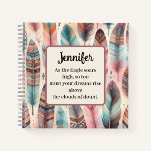 Cuaderno Portátil de espiral de plumas inspiradoras