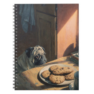 Cuaderno Portátil de espiral de pug y cookies