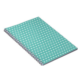 Cuaderno Portátil de espiral de puntos de polka (Aqua & Whi
