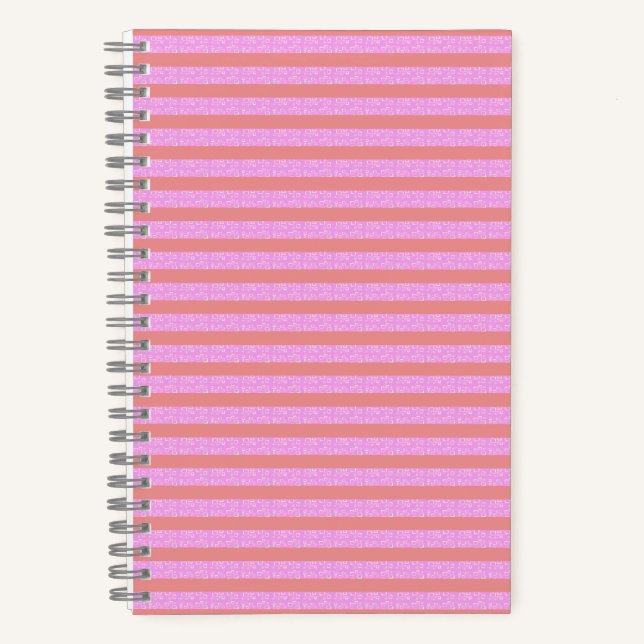 Cuaderno Portátil de espiral de rayas geométricas rosadas (Anverso)