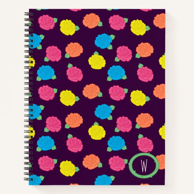 Cuaderno Portátil de espiral de Rosas neones (Anverso)