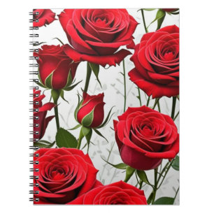 Cuaderno Portátil de espiral de rosas rojas clásicas
