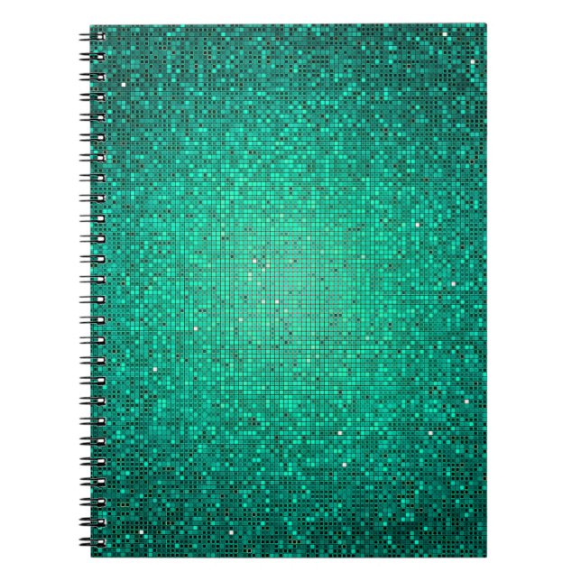 Cuaderno Portátil de espiral de secuencia de Purpurina verd (Frente)