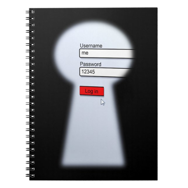 Cuaderno Portátil de espiral de seguridad de contraseña (Frente)