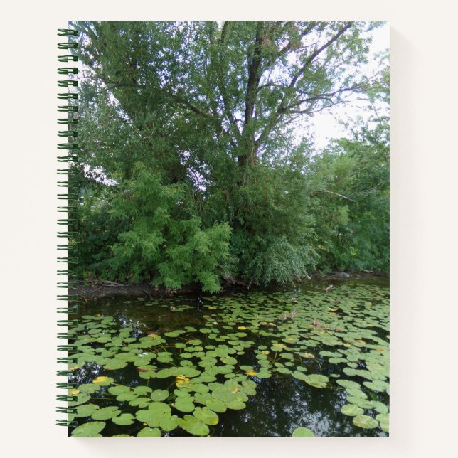 Cuaderno portátil de espiral de Trees Lake Lily Pa (Anverso)