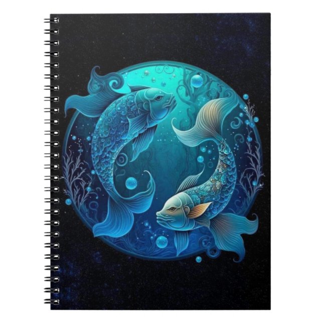 Cuaderno Portátil de espiral de zodiaco de Pisces (Frente)