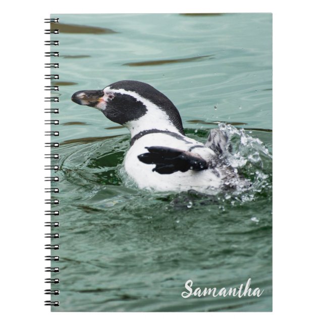 Cuaderno Portátil de espiral del pingüino del Humboldt (Frente)