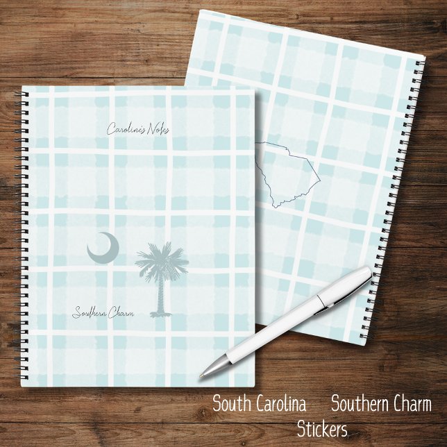Cuaderno Portátil de espiral estatal Palmetto de Carolina d (Personalize your notebook to make it uniquely yours. A rustic plaid notebook with the SC flag Palm)
