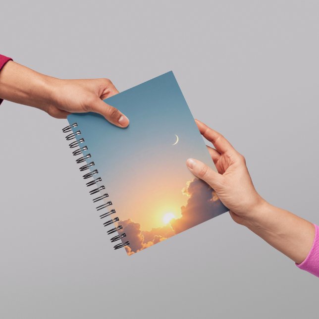 Cuaderno Portátil de espiral estética de amanecer y luna (Subido por el creador)