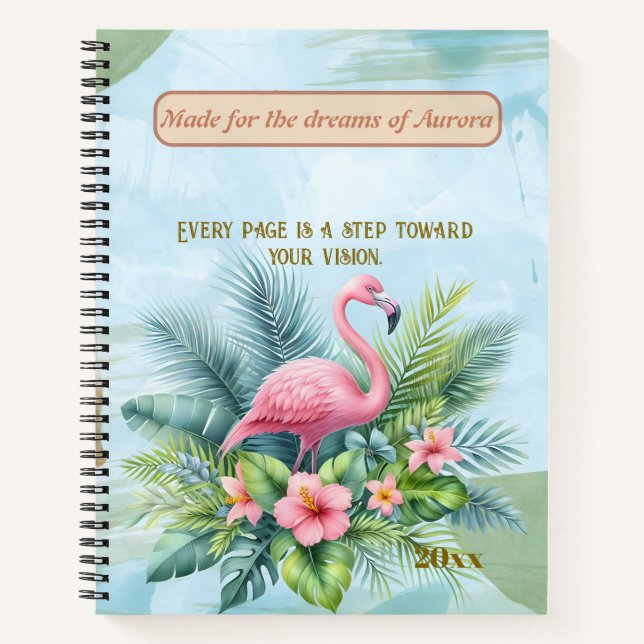 Cuaderno Portátil de espiral Flamingo con presupuesto Perso (Anverso)