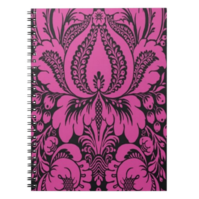 Cuaderno Portátil de espiral floral de fantasía rosa (Frente)