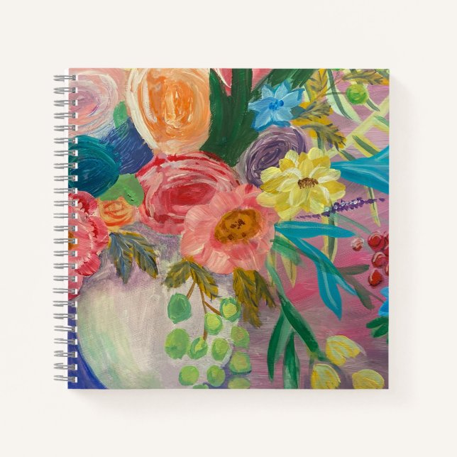 Cuaderno portátil de espiral floral de moda (Anverso)