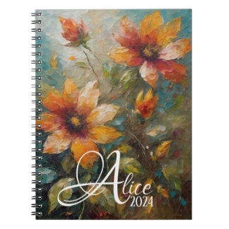 Cuaderno Portátil de espiral floral de personalizable, Boho