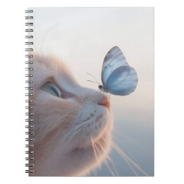 Cuaderno Portátil de espiral gata y mariposa azul adorable