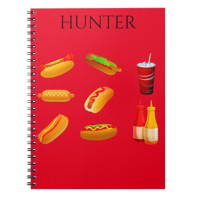Cuaderno Portátil de espiral Hotdog con nombre personalizad (Frente)