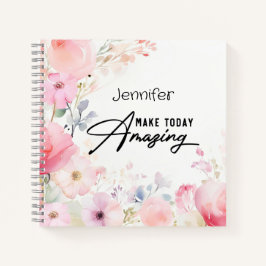 Cuaderno Portátil de espiral Inspiradora de flores colorida