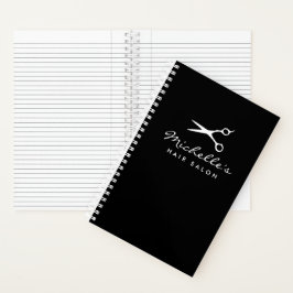 Cuaderno Portátil de espiral negra para peluquería o peluqu