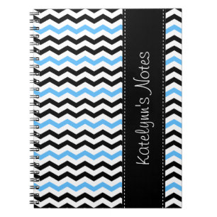 Cuaderno Portátil de espiral negro y azul moderno