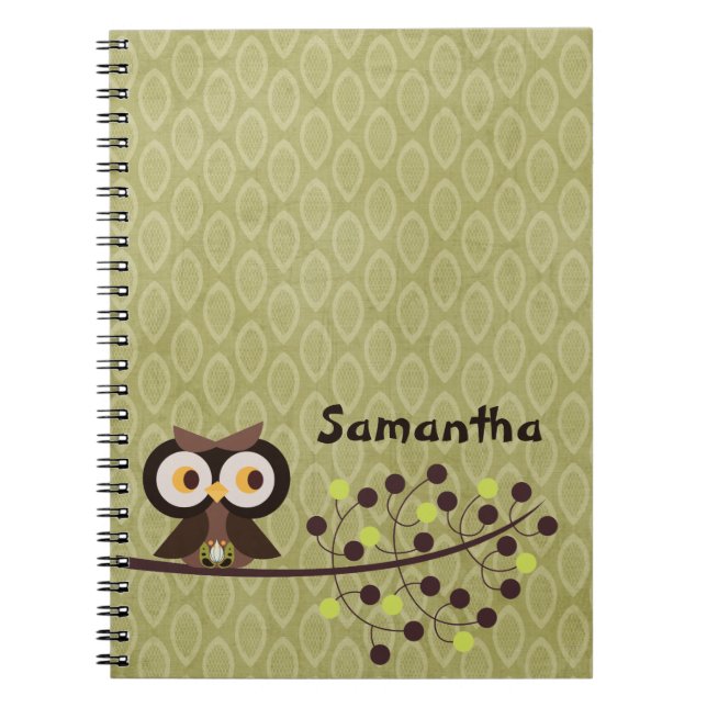 Cuaderno Portátil de espiral nocturna de Hoot de Lechuza Fo (Frente)
