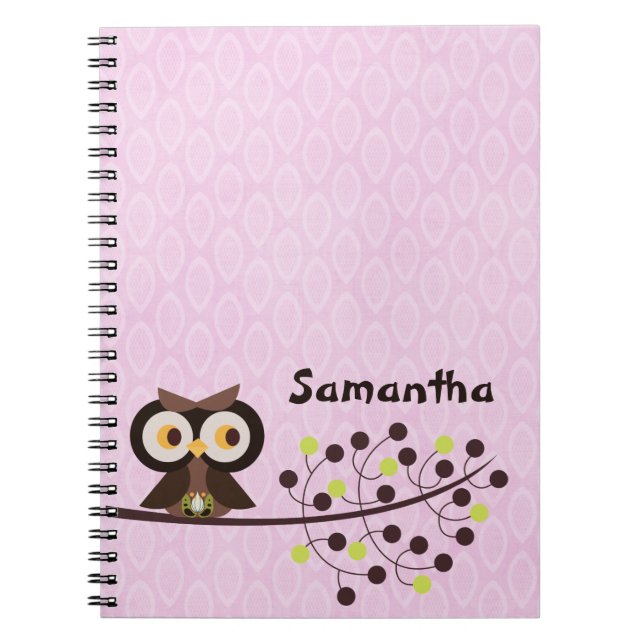 Cuaderno Portátil de espiral nocturna de Hoot de Lechuza Fo (Frente)